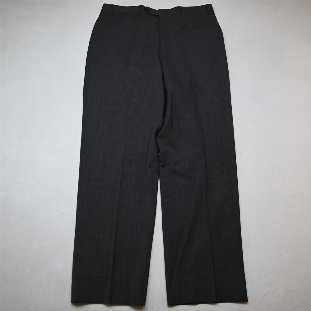 Canali 1934 33x32 Gray Sharkskin 100% Wool Flat Front Italy Dress Pants